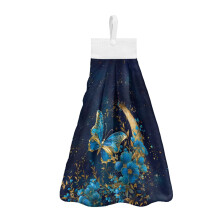Moon Butterfly Floral Hanging Kitchen Towels with Snap Button & Loops – Compatible with Standard Hooks