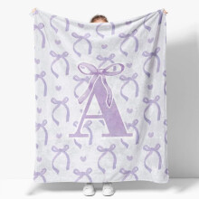 Coquette Pink Bow Throw Blanket, Personalized Initial S Fluffy Flannel Blanket for Women, Teens & Girls – 50x60" – Compatible with Coquette style