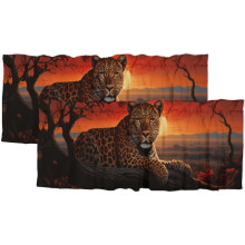 Leopárd Safari Dzsungel Naplemente Ablak Karnis, Rúdtartó Zseb, 54x18 hüvelyk, 2 Panel – Leopárd Tetű Dekorációval Kompatibilis
