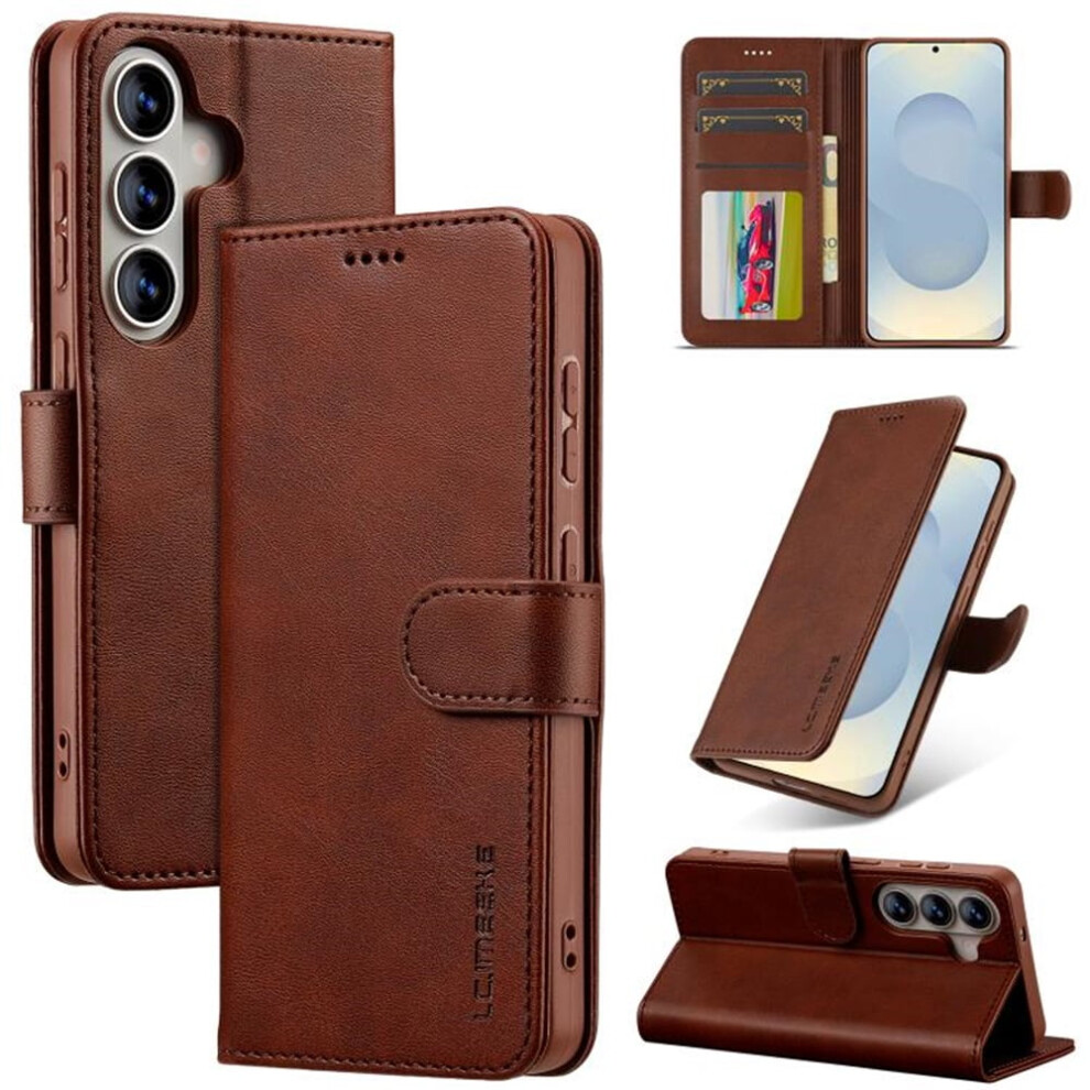 Lc.imeeke Leather Case For Compatible With Samsung Galaxy S25 5G 6.2", Pu Flip Folio Wallet With Card Slot, Magnetic Closure, Shockproof, Kickstand, 9340959352791