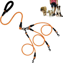 No-Tangle 3 Dogs Leash, Removable Main Lead Rope with Splitter and Padded Handle, Perfect for Walking, Running, Small, Medium, Large Dogs (Black)