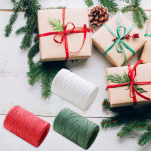 Christmas Raffia Ribbon Red White Green Eco Paper 3937 inch