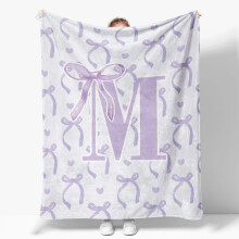 Plaid rose Coquette à nœud, couverture en flanelle moelleuse personnalisée avec initiale S pour femmes, adolescentes et filles – 127 x 152 cm