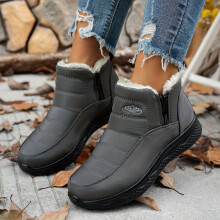 Botas de nieve de invierno para mujer Willtoo, botines peludos sin cordones con cremallera lateral, acolchados, cómodos, cálidos y esponjosos, para