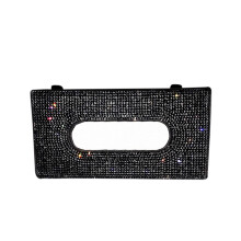 Porta-lenços para quebra-sol de carro — 23 cm x 12 cm x 2,5 cm, design com strass, dispensador de guardanapos com clipe para quebra-sol e painel