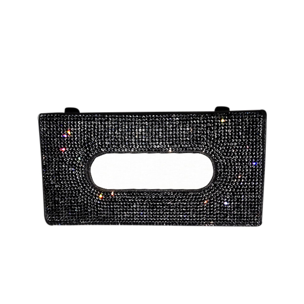 Car Visor Tissue Box Holder Â 9In X 4.7In X 1In, Rhinestone Bling Design, Clip-On Napkin Dispenser For Auto Sun Visor & Dashboard 9340959355341