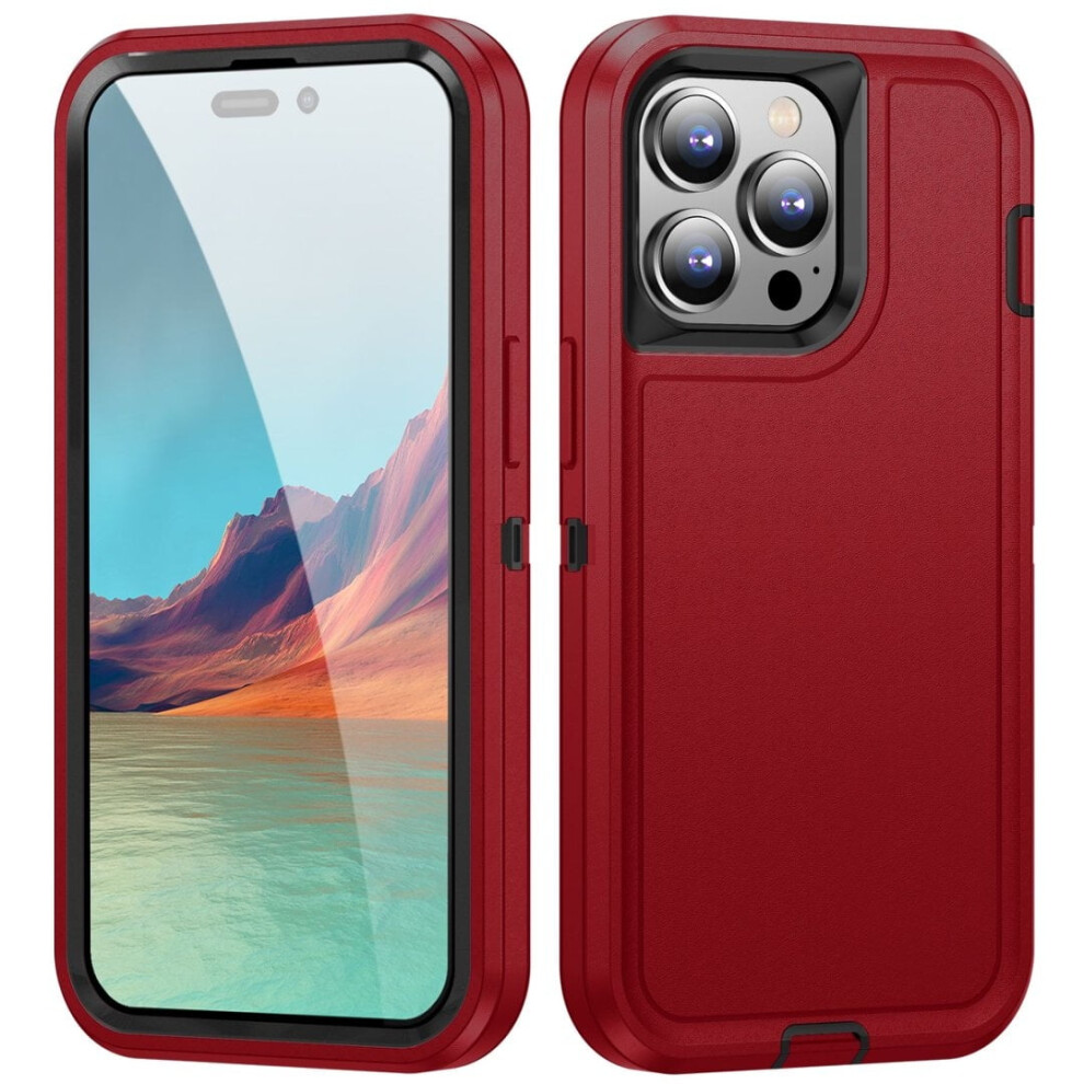 Shockproof Rugged 3-Layer Case For Iphone 15 Pro Max 6.7", Dust/Drop Proof, Â Compatible With Iphone 15 Pro Max Red 9340959354481