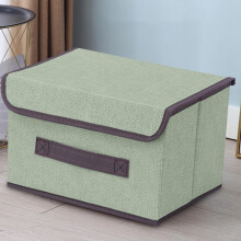 2 Pcs Cotton Linen Storage Bins with Lids, Reinforced Handles, Foldable Closet Organizers for Clothes/Towels/Books