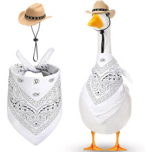 Tenue de cowboy western avec chapeau vintage et bandana pour statue d'oies en ciment de 58 cm – Décoration extérieure pour jardin et Halloween