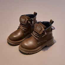 Botas infantiles, botas sencillas, cremallera lateral británica, zapatos de cuero con suela blanda, botas cortas.