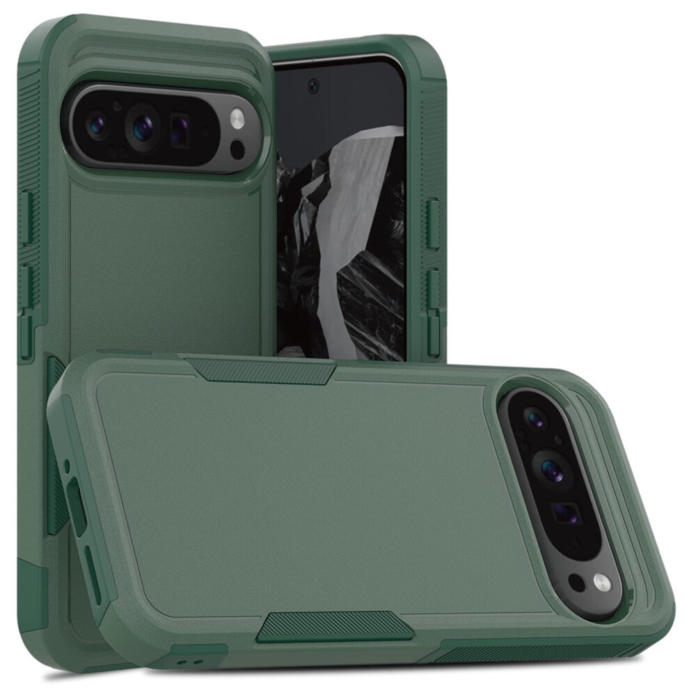 Defender Case For Google Pixel 9 Pro Xl 6.8'' Heavy Duty 1 In 1 Design Rugged Full Body Dustproof Shockproof Bumper Non-Slip Protective Cover, Green 9009879204251