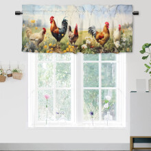 Rideaux cantonnières de cuisine à motifs de marguerites aquarelle, style ferme