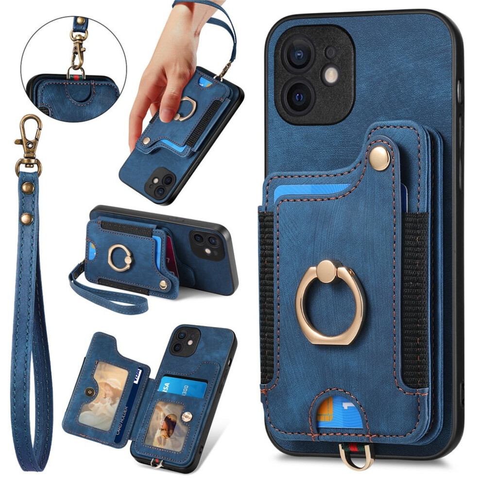 Iphone 12 Wallet Case Pu Leather Flip Folio Blue 968604546600