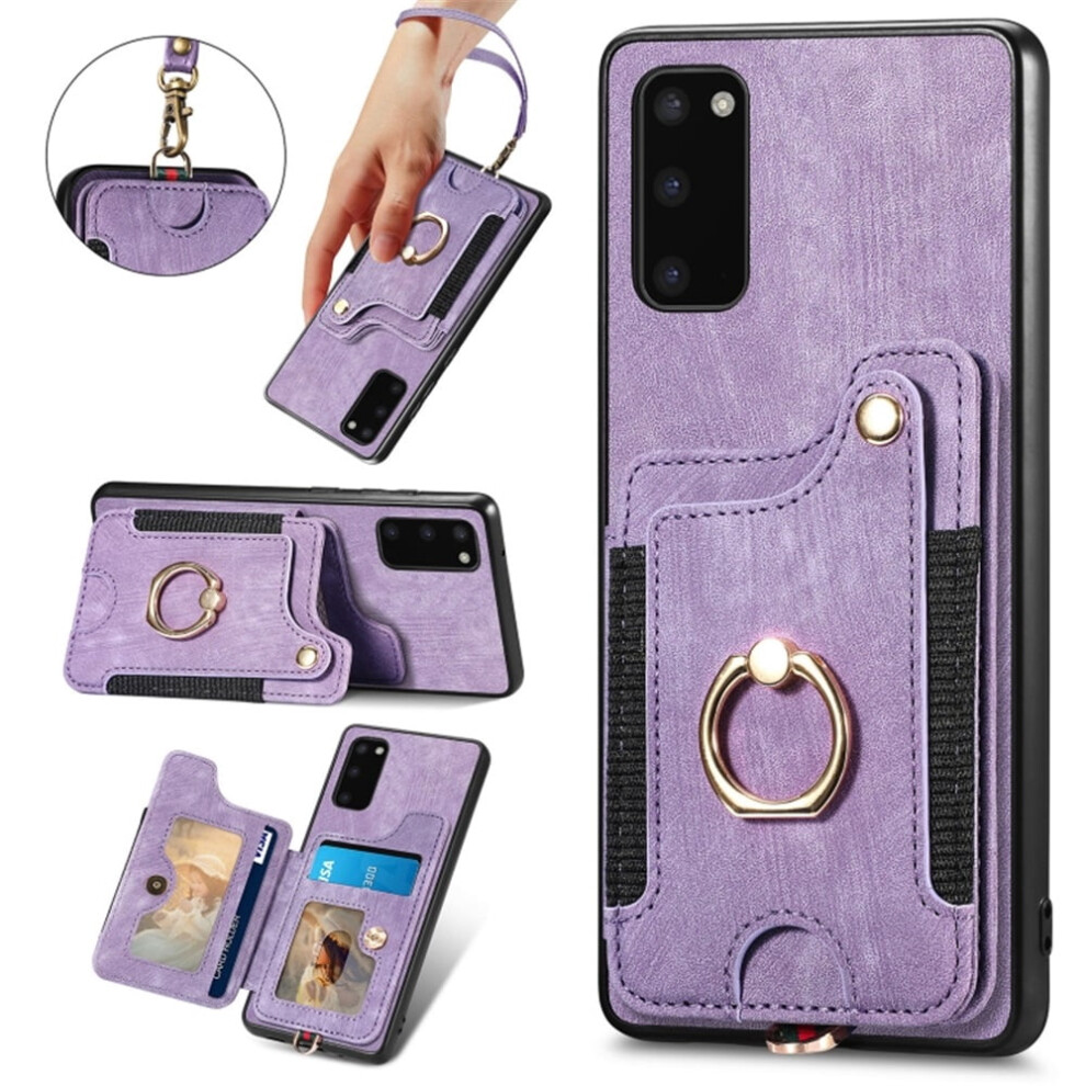 Compatible With Samsung Galaxy S20 Fe 5G Pu Leather Wallet Case With Rfid Blocking, Ring Holder, Kickstand, Wrist Strap & Magnetic Closure Â Purple 9482828644719