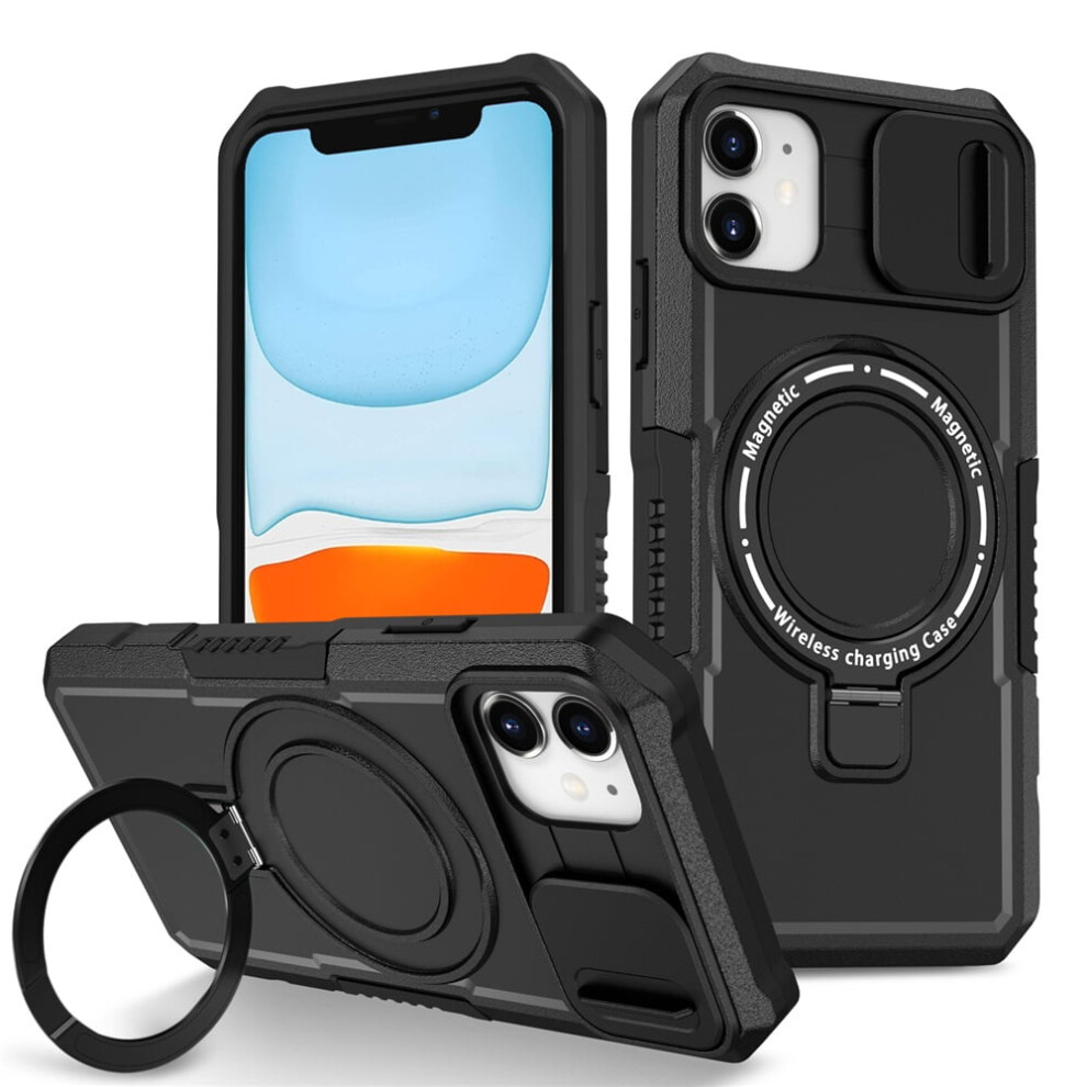 Iphone 12 (6.1") Case Â Sliding Camera Cover, Magsafe Compatible, Shockproof, Hidden Kickstand & Ring Holder, Black 9773935338074