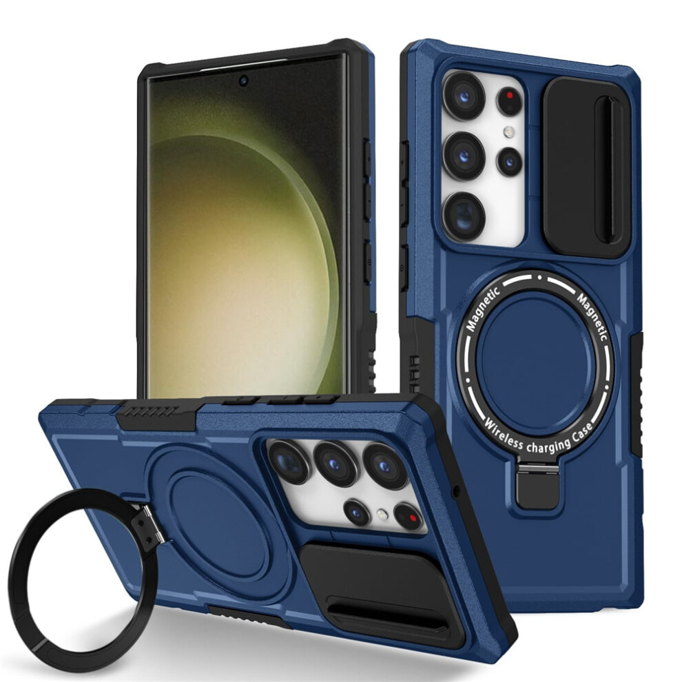 Samsung Galaxy S23 Ultra 6.8" Case Â Sliding Camera Cover, Magsafe Compatible, Shockproof, Kickstand & Ring Holder, Blue 9773935339279
