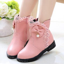 Children's Boots, Single Boots, British Snow Boots, Girls' Suede Side Zipper Boots, Midsole Boots