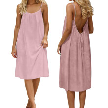 Women's Sleeveless Backless Pink Maxi Dress