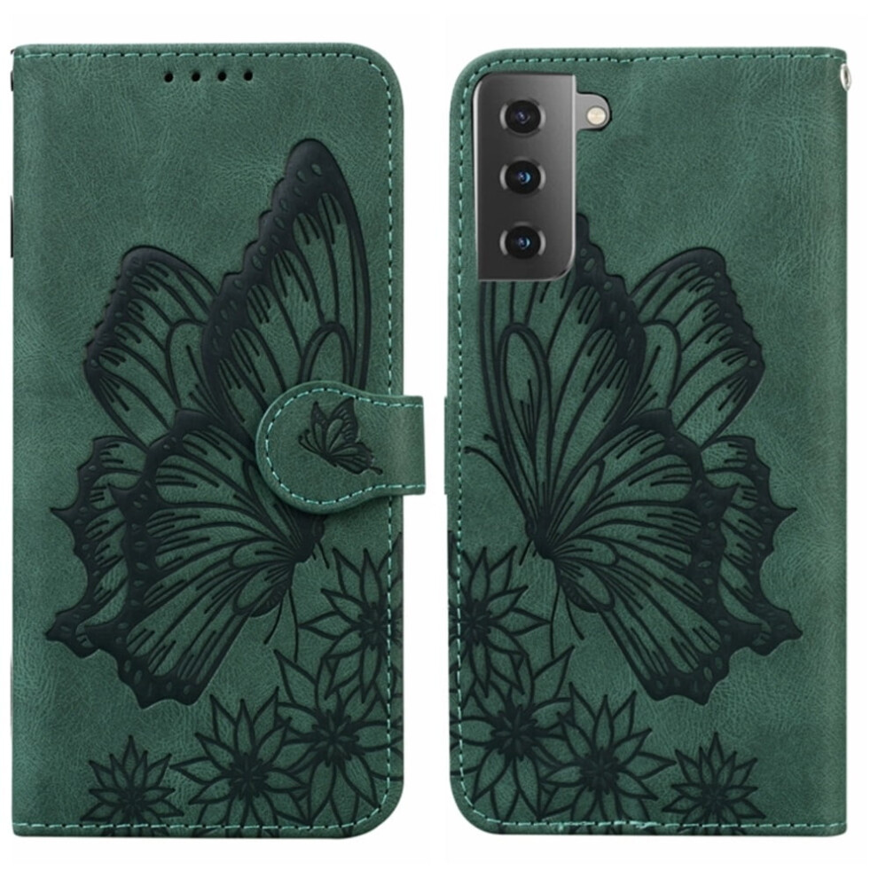Compatible With Samsung Galaxy S23+ 5G 6.6" Pu Leather Flip Wallet Case With Magnetic Closure, Butterfly Emboss & Card Slots Green 9773935339873