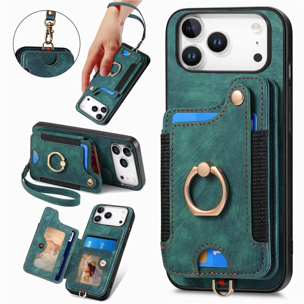 Iphone 17 Pro Wallet Case Pu Leather Green 968604579141