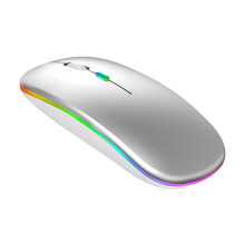 LED Wireless Mouse, Slim Rechargeable Wireless Silent Mouse, 2.4G Portable USB Optical Wireless Computer Mice with USB Receiver for Laptop, Desktop
