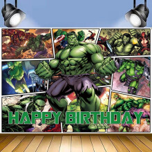 Sarjakuva Hulk Syntymäpäivätaustakuva Lasten juhlatarvikkeet Hyvää syntymäpäivää juhlakoristeet 37'' 30''
