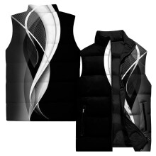 Ladies' Casual Fashion Sleeveless Floral Printed Cotton Vest Jacket, Black, Size XL