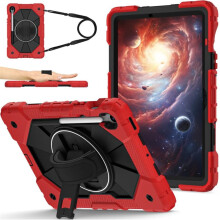 Strapabíró, ütésálló tok Samsung Galaxy Tab S10FE, S9FE, S9 készülékekhez – leesésálló szilikon+PC, 360-ban forgatható fogantyú és