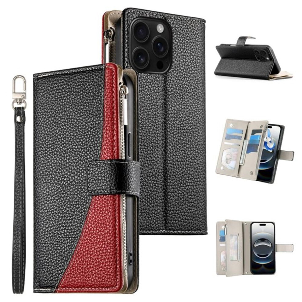 Iphone 15 Pro Max Pu Leather Flip Wallet Case Black 968604579417