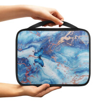 Butterfly Blue Marble Print Bible Cover for Women – Waterproof, Zippered, Sturdy Carrying Case with Handle, Compatible with Standard Bibles