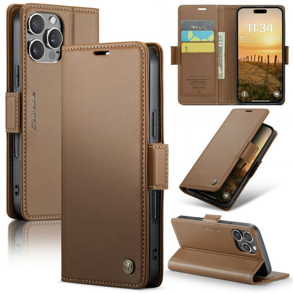 Caseme Leather Wallet Case For Iphone 14 Pro Max Brown 968604580222