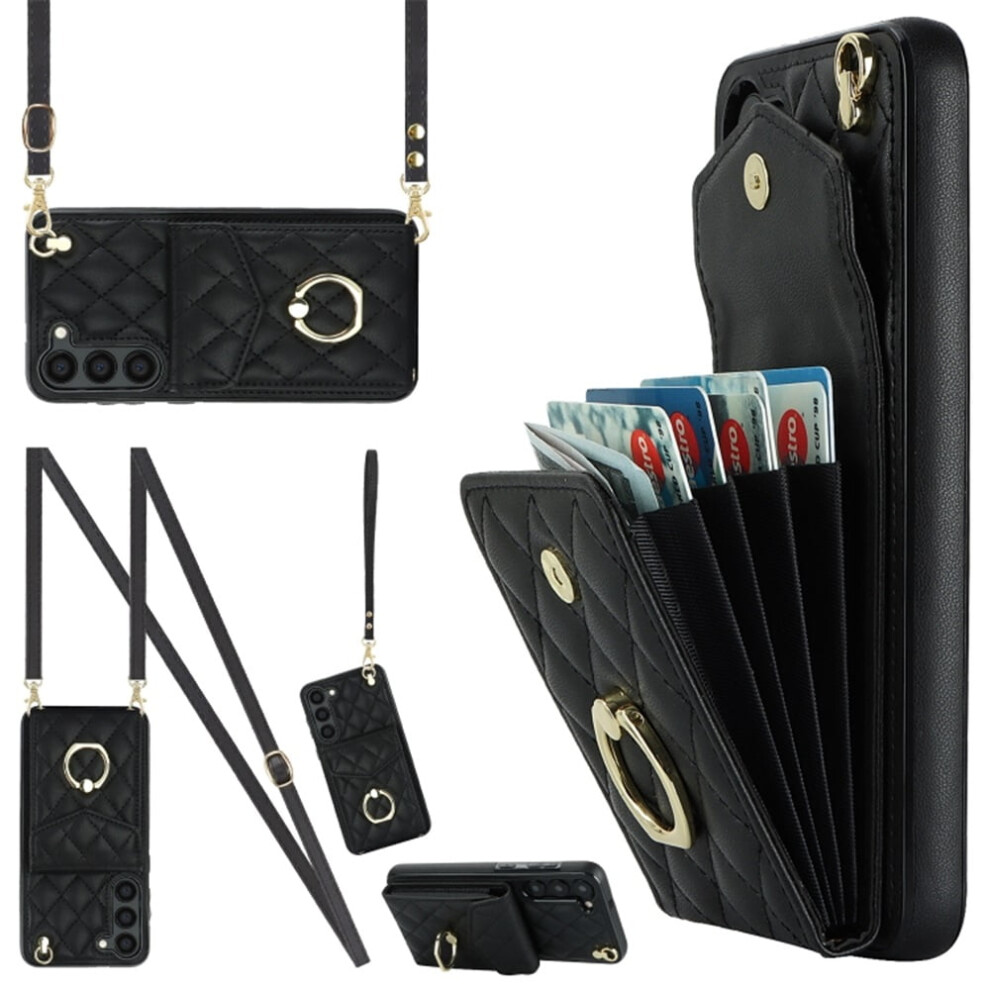 Compatible With Samsung Galaxy S21+ 5G Pu Leather Wallet Case With Rfid Shielding, Adjustable Ring Holder & Detachable Crossbody/Wrist Strap Â Black 9773935342767