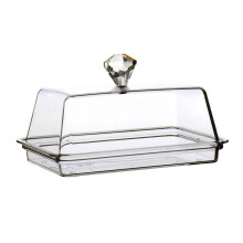 Glass Butter Dish Transparent Butter Holder Clear Butter Dish Box Reusable Butter Dish with Lid for Kitchen with Lid Handle Cover