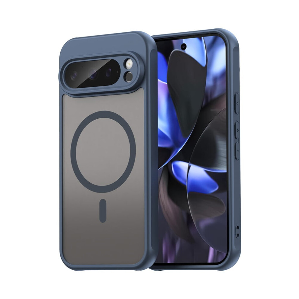 Magnetic Translucent Matte Shockproof Case For Google Pixel 9, Compatible With Magsafe, Military Grade Drop Protection, Blue 9357860047678