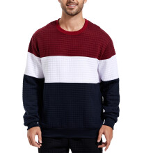 Sweatshirts for Men Mens Fashion Leisure Threaded Neckline Raglan Sleeve Pullover Sweater Long Sleeve Top for Men