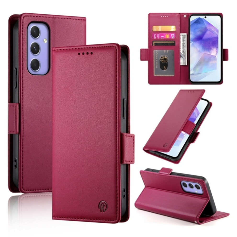 Compatible With Samsung Galaxy A35 5G Wallet Case Â Pu Leather Flip Cover With Magnetic Closure, Frosted Finish, Wine Red 9357860048613