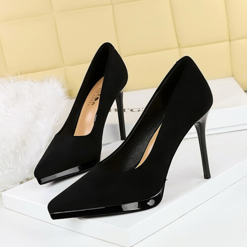 Women's Suede Pumps High Heel Pointed Toe