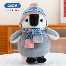 Penguin Plush Toy with Knit Hat and Scarf 11.81 Inch