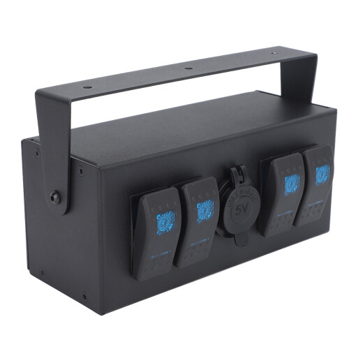 Led Voltmeter Rocker Switch Panel Waterproof4Gang Multi Function Box Dual Usb Charger Quick Charge Night Glow Stickers Adjustable Mounting Easy 1