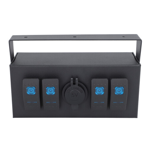 Led Voltmeter Rocker Switch Panel Waterproof4Gang Multi Function Box Dual Usb Charger Quick Charge Night Glow Stickers Adjustable Mounting Easy 2