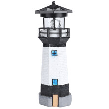 Garden Pathway Lighthouse Lamp, Outdoor Decorative Lighthouse Solar-Powered Rotating Lighthouse, With Waterproof Resin Construction And Automatic
