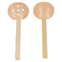 Bamboo Wide Spoon Set, Olive Wood Non-Stick Cooking Utensil For Sustainable Cooking, Durable And Comfortable, 2Pcs