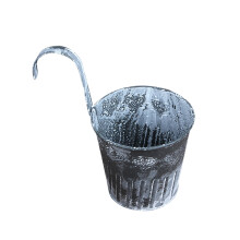 Multi-purpose Metal Containers, Galvanized Metal Hanging Planters for Outdoor Balcony Flower Pots, Decorative Vintage Railing Planters, Perfect for