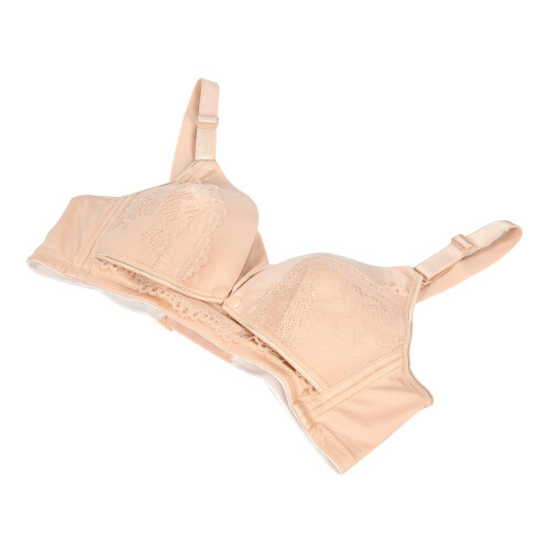 Adjustable Shoulder Strap Wireless Post Surgery Bra Front Closure Design Mastectomy Bras With Pockets Full Coverage Pad Breathable Material Skin Color 2