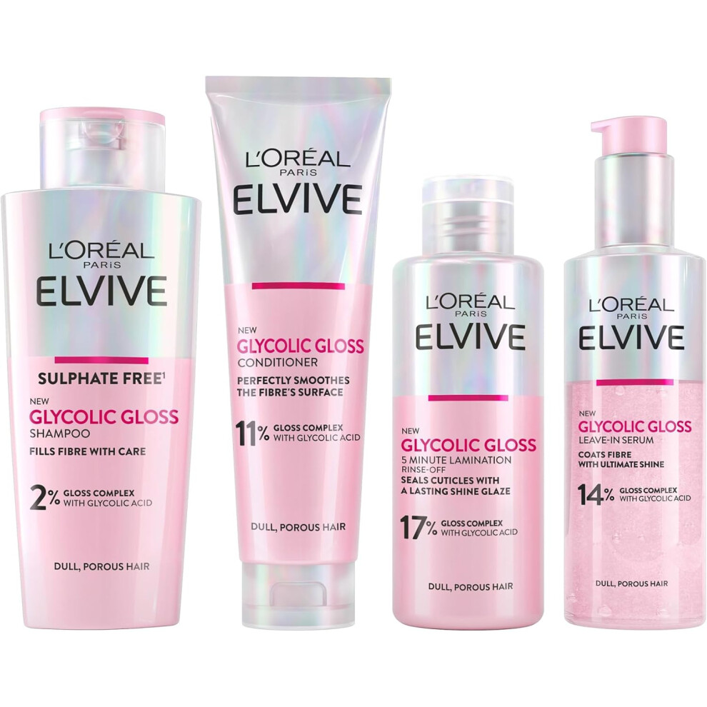 LâOrã©Al Paris L'orã©Al Paris Elvive Glycolic Gloss Shampoo, Conditioner And Rinse-Off Treatment Set