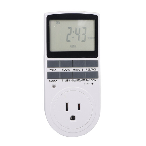 Programmable Digital Light Switch Timer Plug Manual Override Switch Super Large LCD Display With Built-in Backup Battery Digital Countdown Plug-in 2