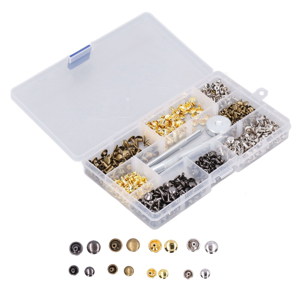 240Pcs Double Caps Tubular Rivet Set 2 Sizes