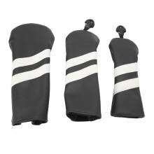 3-Piece Golf Headcover Set PU Black