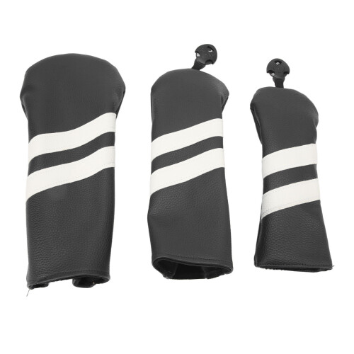 3-Piece Golf Headcover Set PU Black