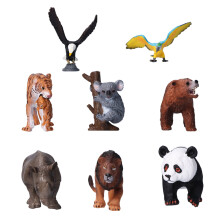8 Pcs Jungle Animal Figurines Set PVC Toys with Tigers, Koalas, Pandas, Macaw, Educational Size Range